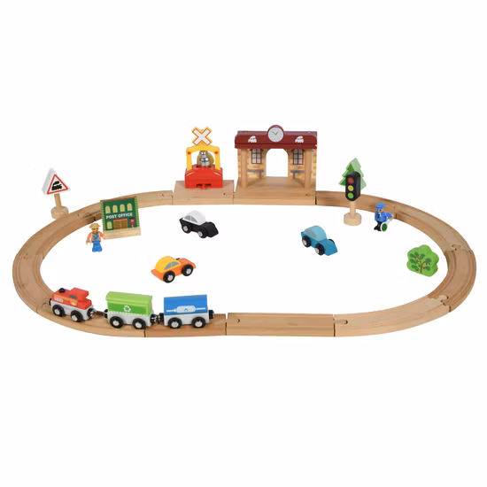 Set ferroviario multifunzione in legno Set giocattolo per camion del treno